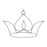 Crown continuous single line art drawing and outline vector hand drawn illustration