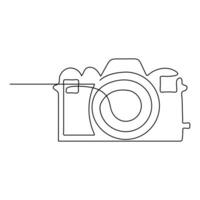 Classic camera of continuous single line art drawing style and outline vector illustration