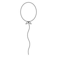 Balloon continuous single line art celebration decoration concept outline vector illustration