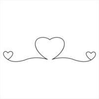 Continuous one line art drawing heart shape vector illustration of minimalist outline love concept