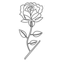 Rose flower continuous single line art drawing outline vector illustration minimalist design