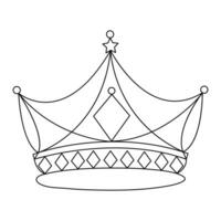 Crown continuous single line art drawing and outline vector hand drawn illustration