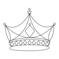 Crown continuous single line art drawing and outline vector hand drawn illustration