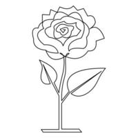 Continuous rose flower one line hand draw sketch and outline vector illustration of minimalist