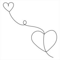 Continuous single line drawing heart valentine's day love isolated  hand drawn vector illustration