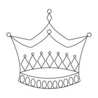 Crown continuous single line art drawing and outline vector hand drawn illustration