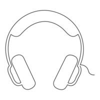 Headphones continuous one line hand drawing minimalism and outline vector illustration