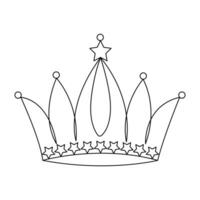 Crown continuous single line art drawing and outline vector hand drawn illustration