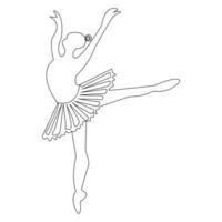 Ballet dance opera house illustration outline vector continuous single line drawing of graceful woman