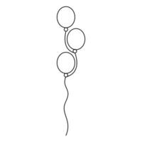 Balloon one line art drawing continuous heart vector outline minimalism design illustration