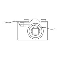 Continuous camera one line art drawing of sketch and outline vector illustration minimalism