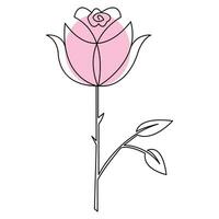 Rose flower continuous single line art drawing outline vector illustration minimalist design