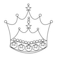 Crown continuous single line art drawing and outline vector hand drawn illustration