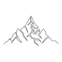 Mountain icon continuous one line art drawing and outline vector illustration minimalism design