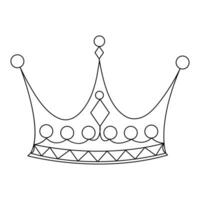 Continuous crown one line hand drawing and outline vector illustration minimalism style