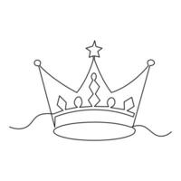 Continuous crown one line hand drawing and outline vector illustration minimalism style