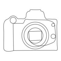 Continuous camera one line art drawing of sketch and outline vector illustration minimalism