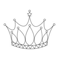 Crown continuous single line art drawing and outline vector hand drawn illustration