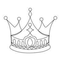 Continuous crown one line hand drawing and outline vector illustration minimalism style