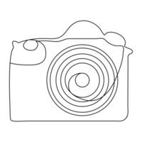 Classic camera of continuous single line art drawing style and outline vector illustration