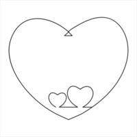 Continuous one line art drawing heart shape vector illustration of minimalist outline love concept