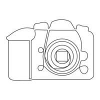 Continuous camera one line art drawing of sketch and outline vector illustration minimalism