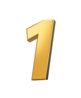 Gold number 1 One. shiny 3d number 1 made of gold 3d illustration png