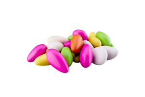 3d Colorful Almond Candies Sugar Coated Almond Candies, 3d illustration png