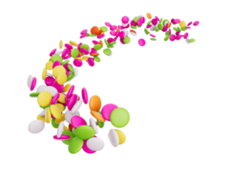 3d kleurrijk snoep bonen, 3d afgeronde regenboog snoepjes vloeiende komt eraan in de lucht 3d illustratie png