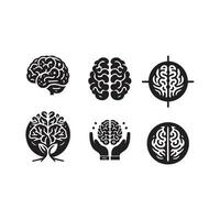 Brain Logo silhouette design vector template. Brainstorm think idea Logotype concept icon.