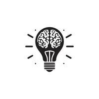 Brain Logo silhouette design vector template. Brainstorm think idea Logotype concept icon.