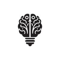 Brain Logo silhouette design vector template. Brainstorm think idea Logotype concept icon.