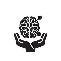 Brain Logo silhouette design vector template. Brainstorm think idea Logotype concept icon.