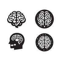 Brain Logo silhouette design vector template. Brainstorm think idea Logotype concept icon.