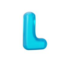 Aqua Blue jelly L letter - 3d illustration png