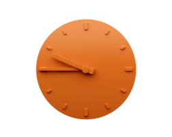 Minimal Orange clock nine forty five o clock quarter to ten abstract Minimalist wall clock 3d Illustration png