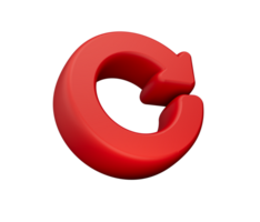Minimal Red refresh symbol. 3d illustration png