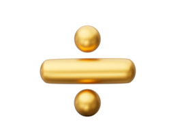 gouden 3d wiskunde verdelen symbolen icoon - 3d illustratie png