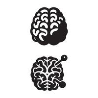 Brain Logo silhouette design vector template. Brainstorm think idea Logotype concept icon.