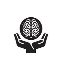 Brain Logo silhouette design vector template. Brainstorm think idea Logotype concept icon.