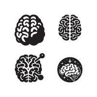 Brain Logo silhouette design vector template. Brainstorm think idea Logotype concept icon.