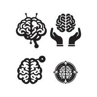 Brain Logo silhouette design vector template. Brainstorm think idea Logotype concept icon.