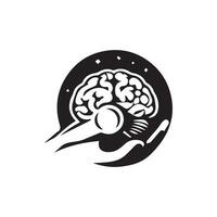 Brain Logo silhouette design vector template. Brainstorm think idea Logotype concept icon.