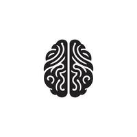 Brain Logo silhouette design vector template. Brainstorm think idea Logotype concept icon.