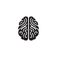 Brain Logo silhouette design vector template. Brainstorm think idea Logotype concept icon.