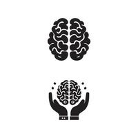 Brain Logo silhouette design vector template. Brainstorm think idea Logotype concept icon.