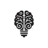 Brain Logo silhouette design vector template. Brainstorm think idea Logotype concept icon.