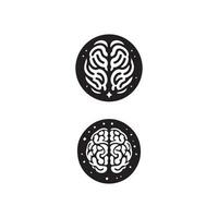 Brain Logo silhouette design vector template. Brainstorm think idea Logotype concept icon.