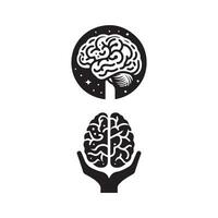 Brain Logo silhouette design vector template. Brainstorm think idea Logotype concept icon.