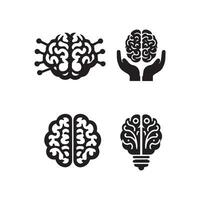 Brain Logo silhouette design vector template. Brainstorm think idea Logotype concept icon.